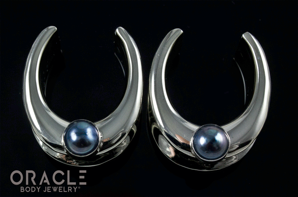 7/8" (22mm) White Brass Saddles with Black Pearls