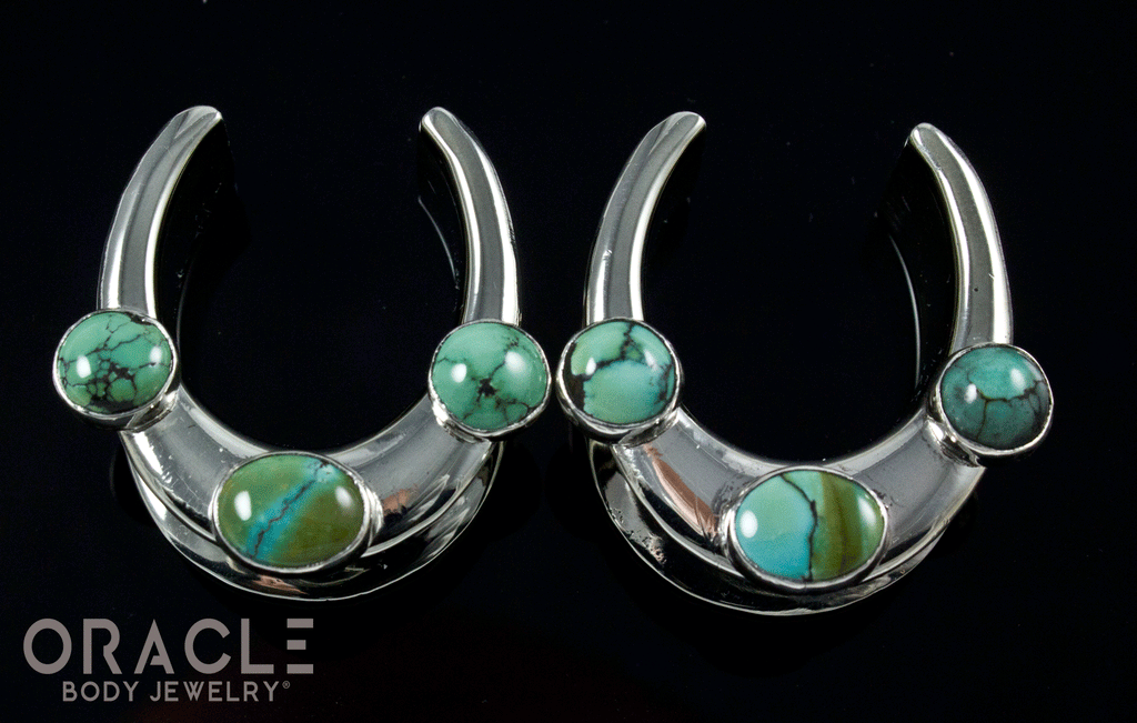 7/8" (22mm) White Brass Saddles with Natural Turquoise