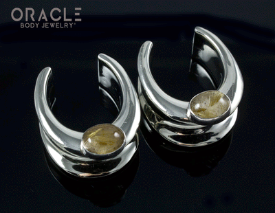 7/8" (22mm) White Brass Saddles with Rutilated Quartz