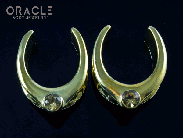 1" (25mm) Brass Saddles with Faceted Citrine
