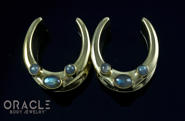 1" (25mm) Brass Saddles with Labradorite