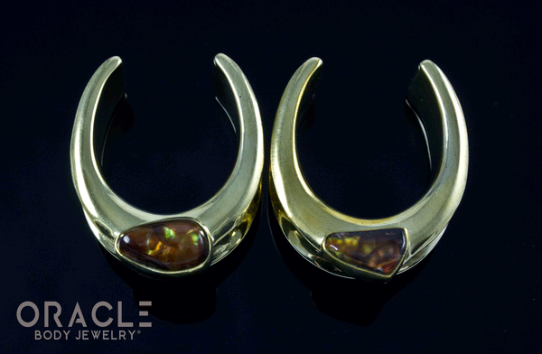 1" (25mm) Brass Saddles with Fire Agates