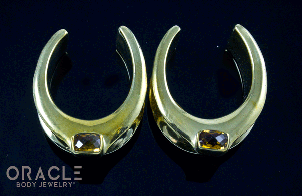 1" (25mm) Brass Saddles with Faceted Citrine