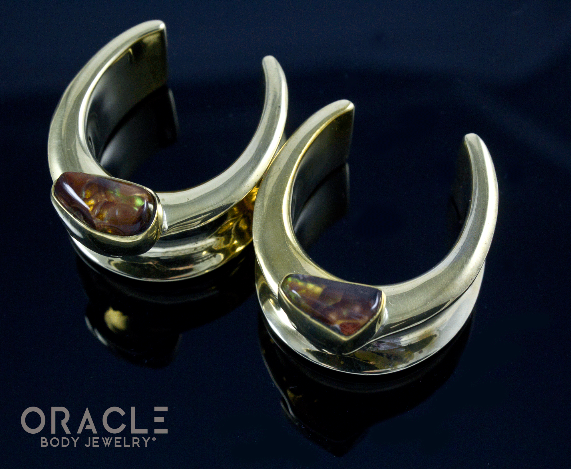 1" (25mm) Brass Saddles with Fire Agates