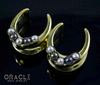 1" (25mm) Brass Saddles with Channel Set Black and White Pearls