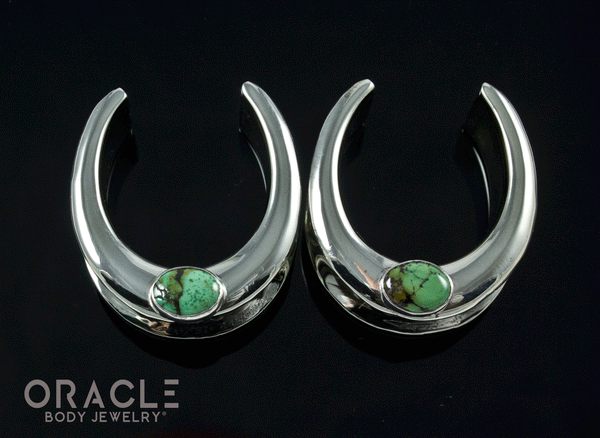 1" (25mm) White Brass Saddles with Natural Turquoise