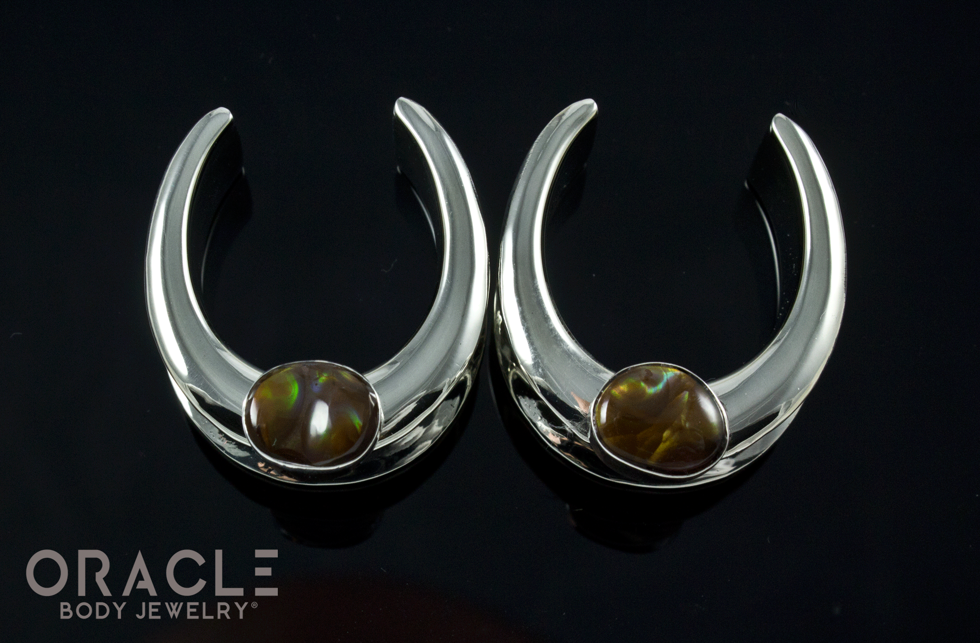 1" (25mm) White Brass Saddles with Fire Agate