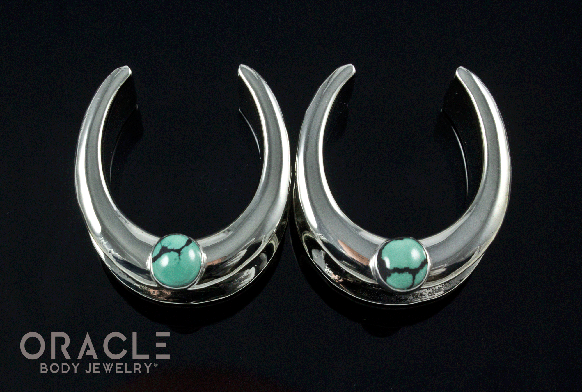 1" (25mm) White Brass Saddles with Natural Turquoise