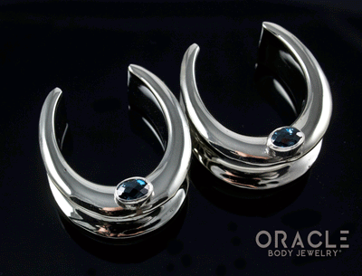 1" (25mm) White Brass Saddles with London Blue Topaz