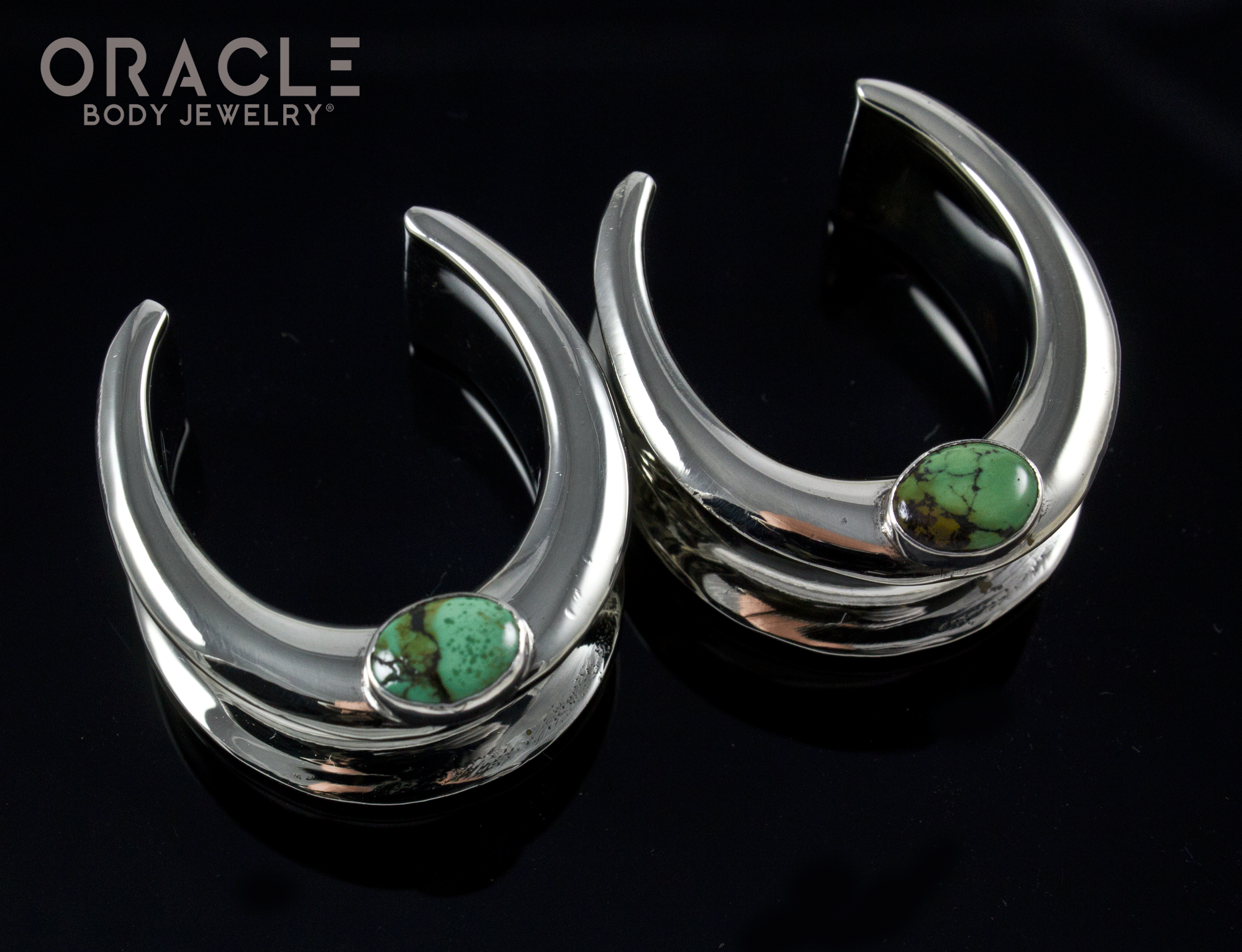 1" (25mm) White Brass Saddles with Natural Turquoise