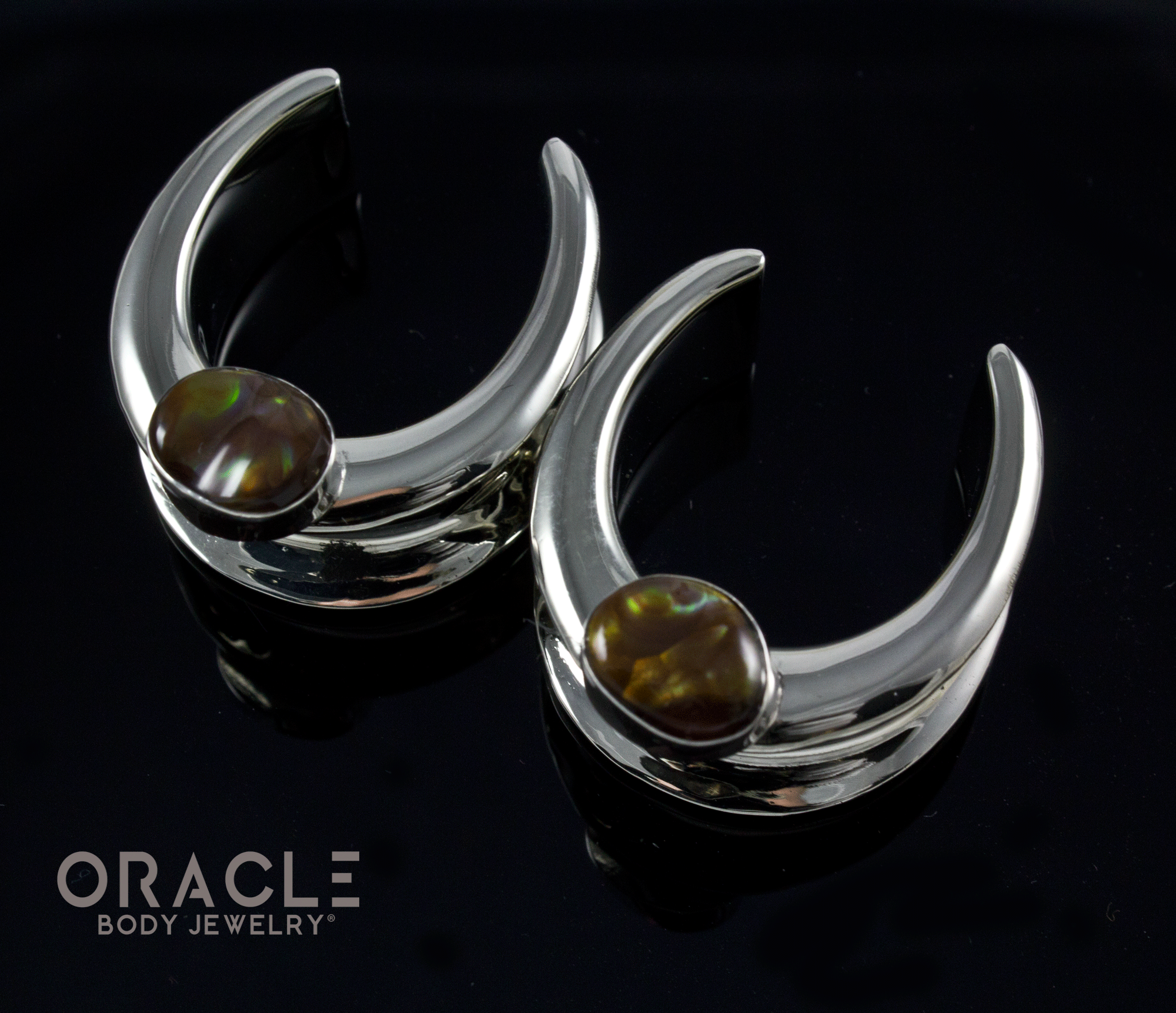 1" (25mm) White Brass Saddles with Fire Agate