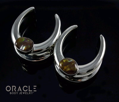 1" (25mm) White Brass Saddles with Fire Agate