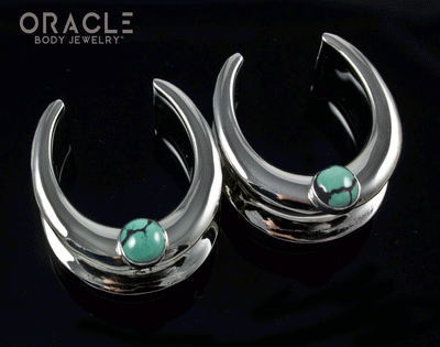 1" (25mm) White Brass Saddles with Natural Turquoise