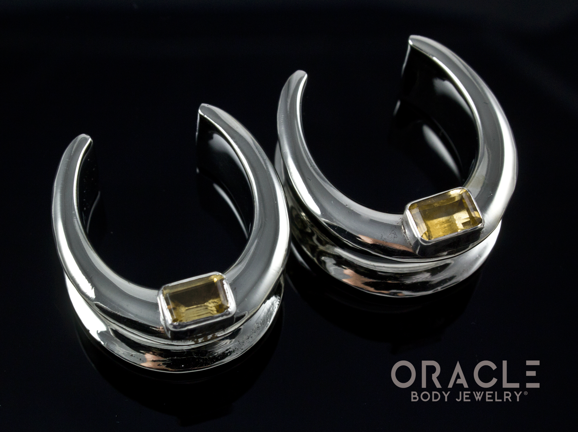 1" (25mm) White Brass Saddles with Faceted Citrine