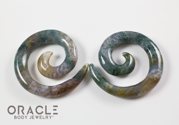 0g (8mm) Moss Agate Stone Spirals