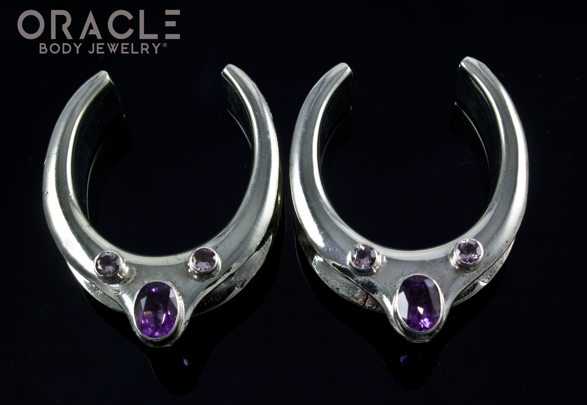1-1/4" (32mm) White Brass Saddles with Amethyst
