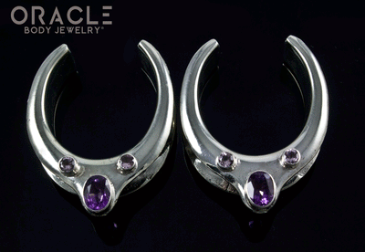 1-1/4" (32mm) White Brass Saddles with Amethyst