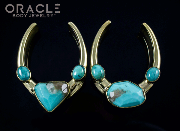 1-1/2" (38mm) Brass Saddles with Natural Turquoise