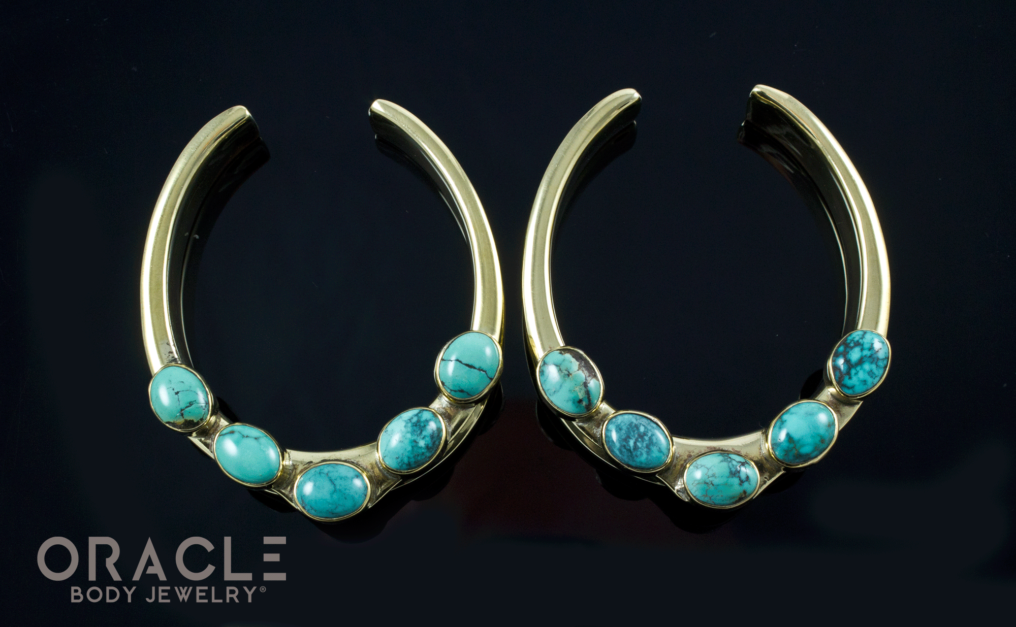 1-3/4" (44mm) Brass Saddles with Natural Turquoise