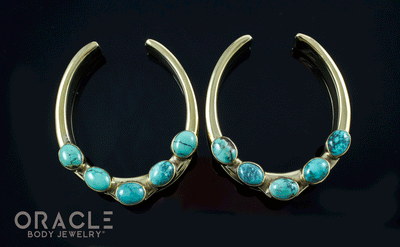 1-3/4" (44mm) Brass Saddles with Natural Turquoise