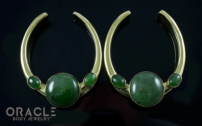 1-3/4" (44mm) Brass Saddles with Nephrite Jade