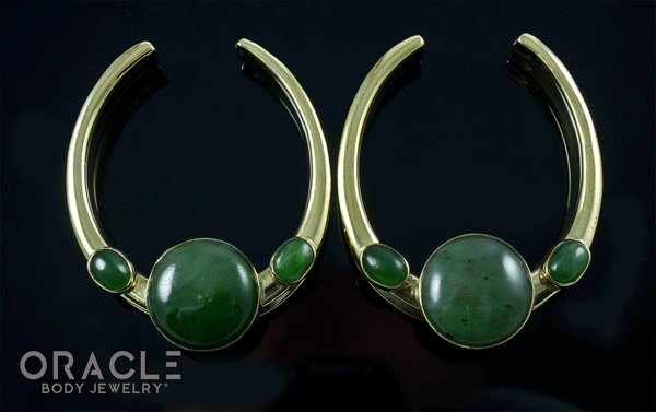1-3/4" (44mm) Brass Saddles with Nephrite Jade