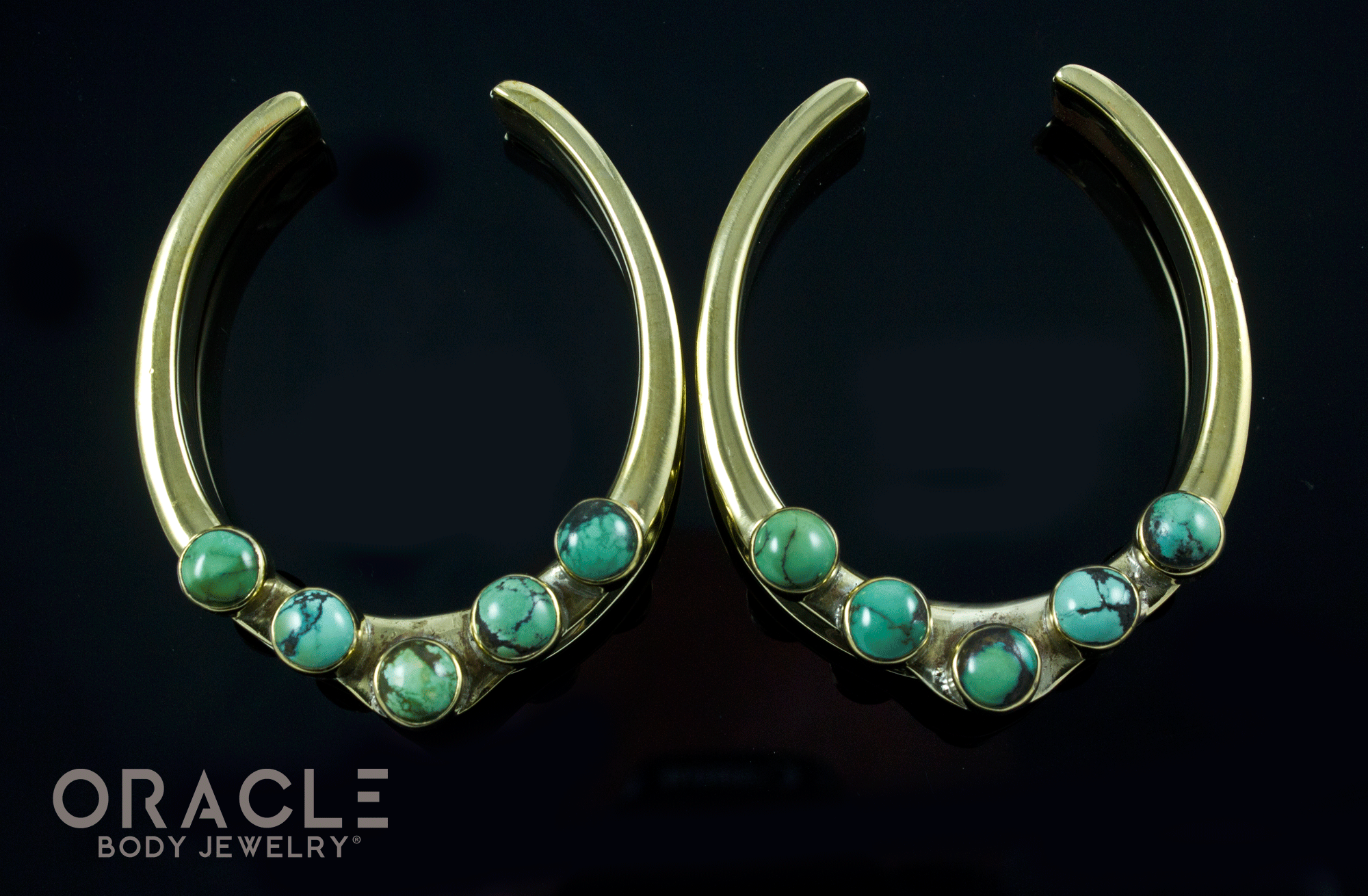 1-3/4" (44mm) Brass Saddles with Natural Turquoise