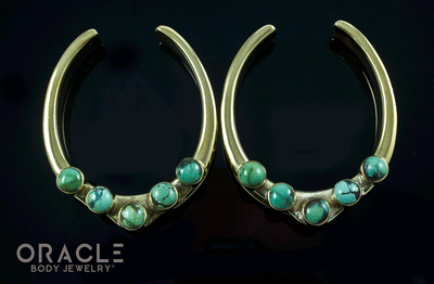 1-3/4" (44mm) Brass Saddles with Natural Turquoise