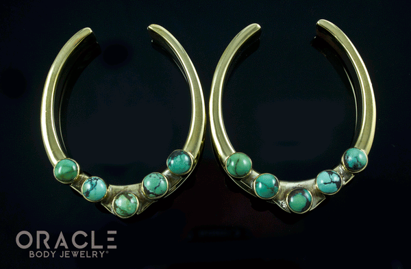 1-3/4" (44mm) Brass Saddles with Natural Turquoise
