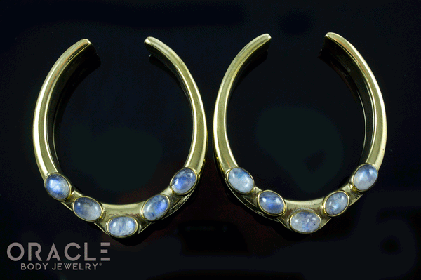 1-3/4" (44mm) Brass Saddles with Moonstone