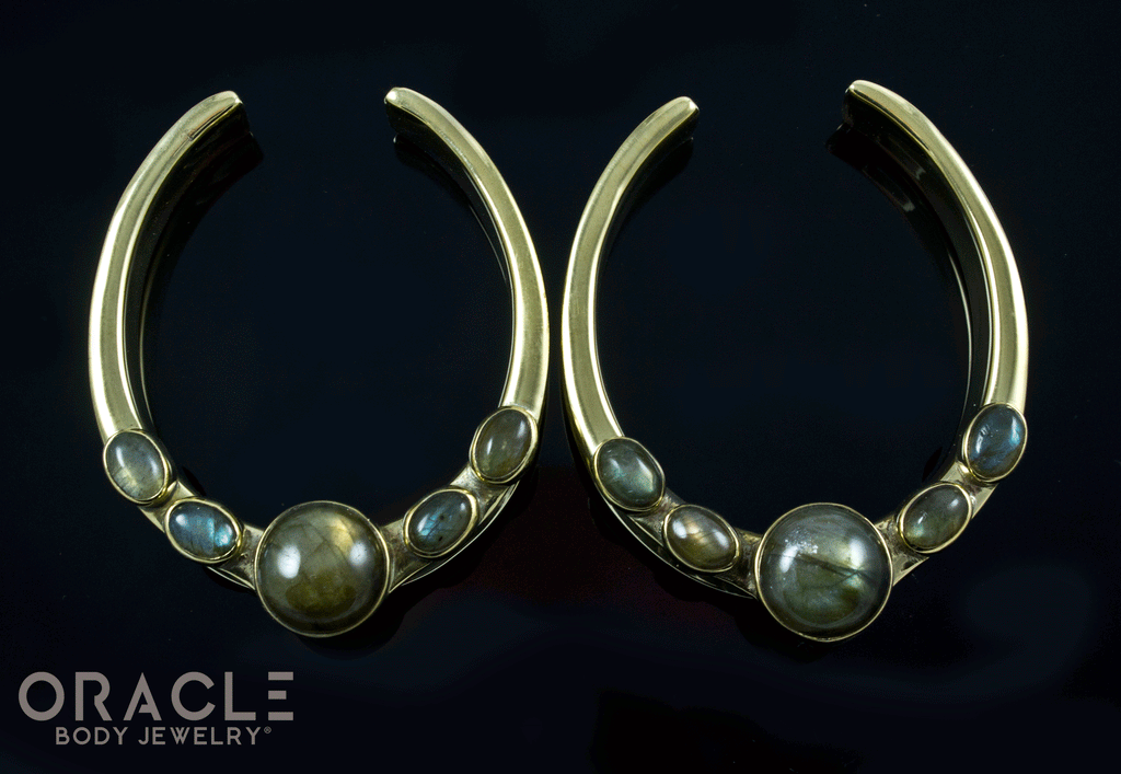 1-3/4" (44mm) Brass Saddles with Labradorite
