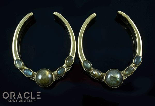 1-3/4" (44mm) Brass Saddles with Labradorite
