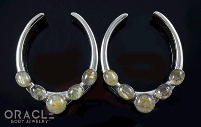 1-3/4" (44mm) White Brass Saddles with Rutilated Quartz