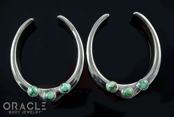 1-3/4" (44mm) White Brass Saddles with Natural Turquoise