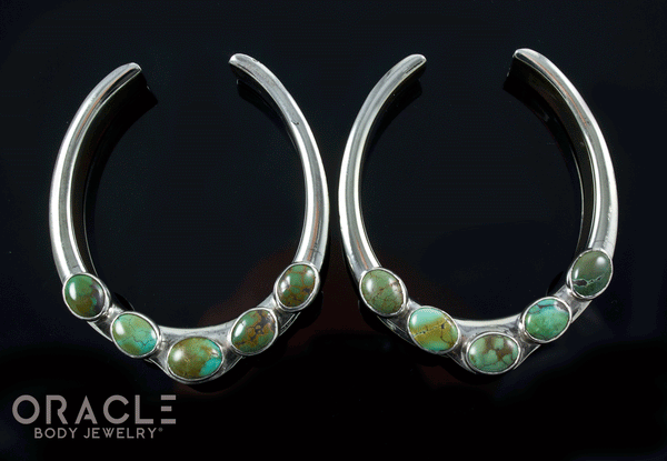 1-3/4" (44mm) White Brass Saddles with Natural Turquoise