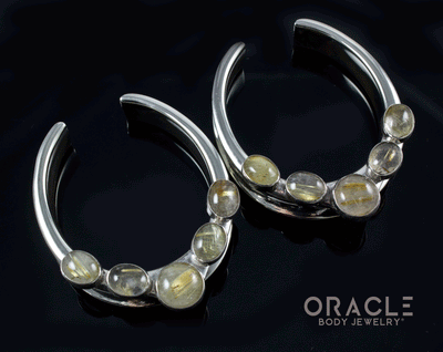 1-3/4" (44mm) White Brass Saddles with Rutilated Quartz