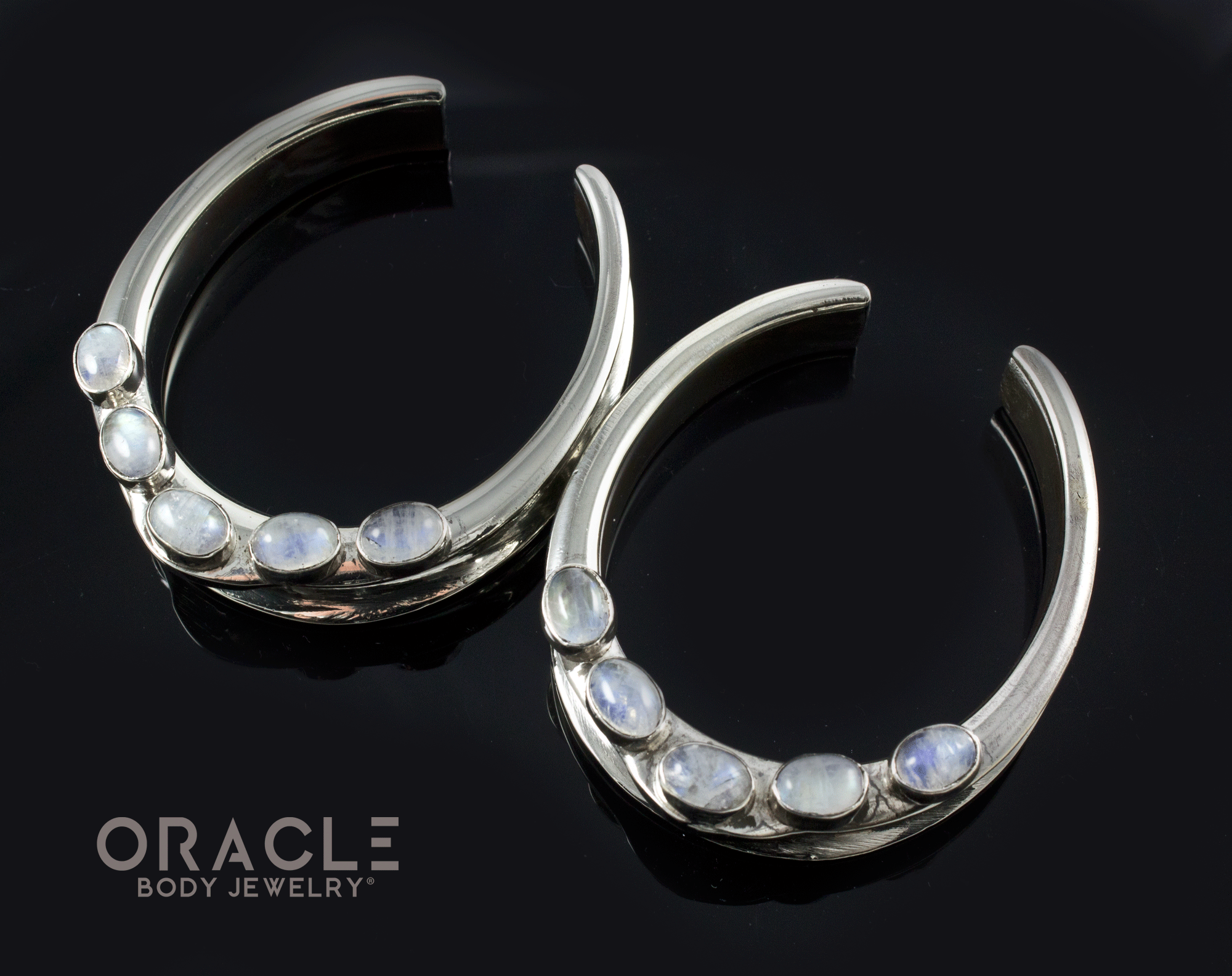 1-3/4" (44mm) White Brass Saddles with Moonstone