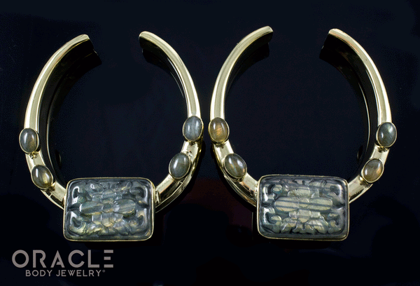2" (51mm) Brass Saddles with Carved Labradorite