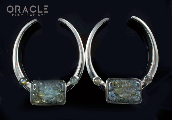 2" (51mm) White Brass Saddles with Carved Labradorite and Accents