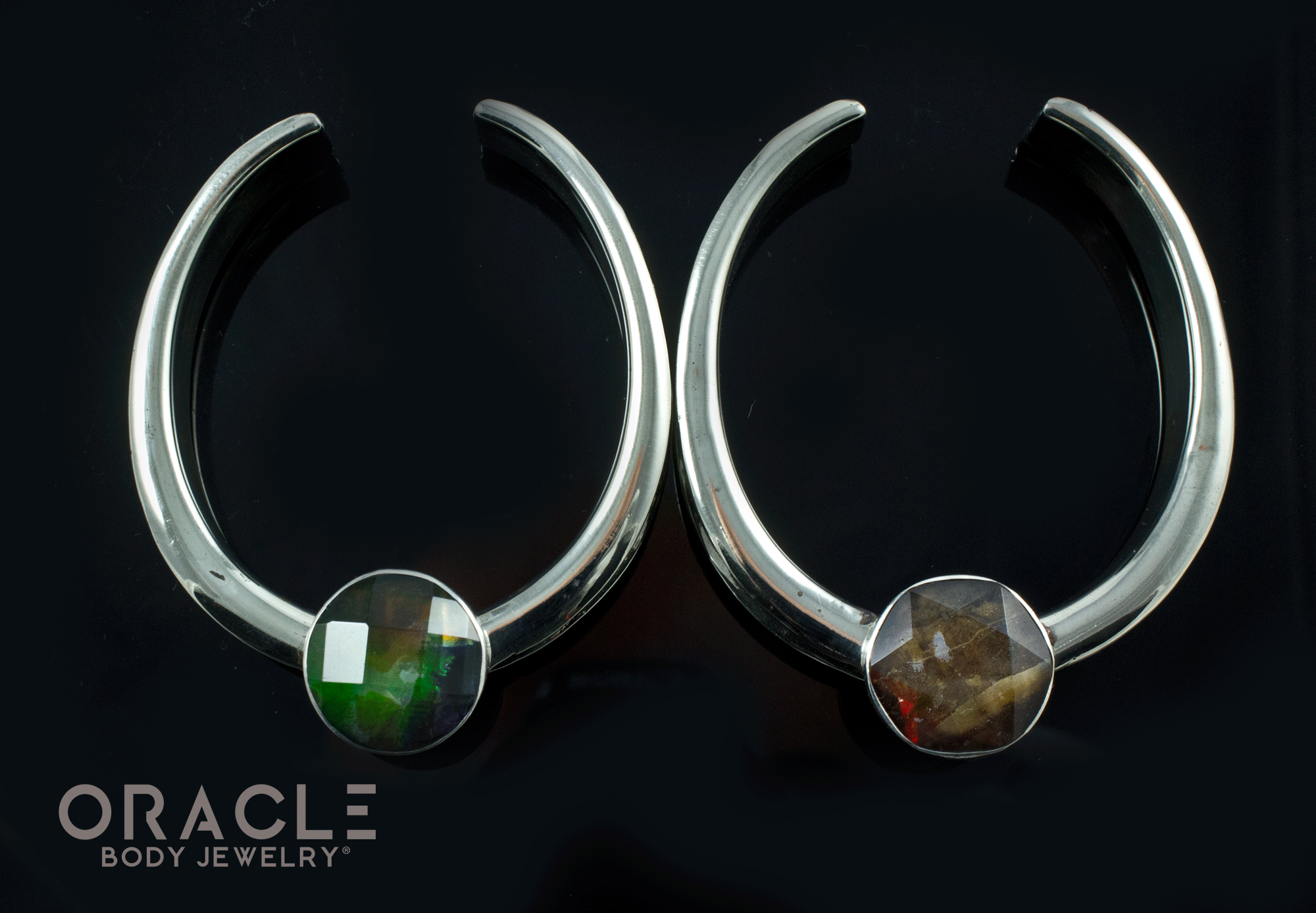 2" (51mm) White Brass Saddles with Faceted Ammolites