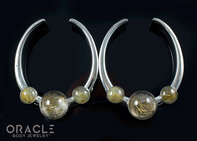 2" (51mm) White Brass Saddles with Rutilated Quartz