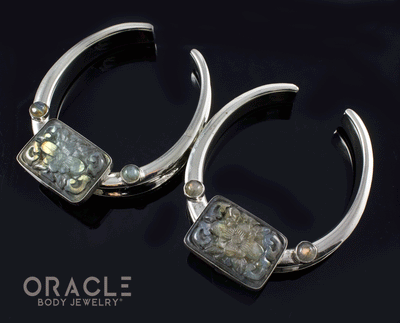 2" (51mm) White Brass Saddles with Carved Labradorite and Accents