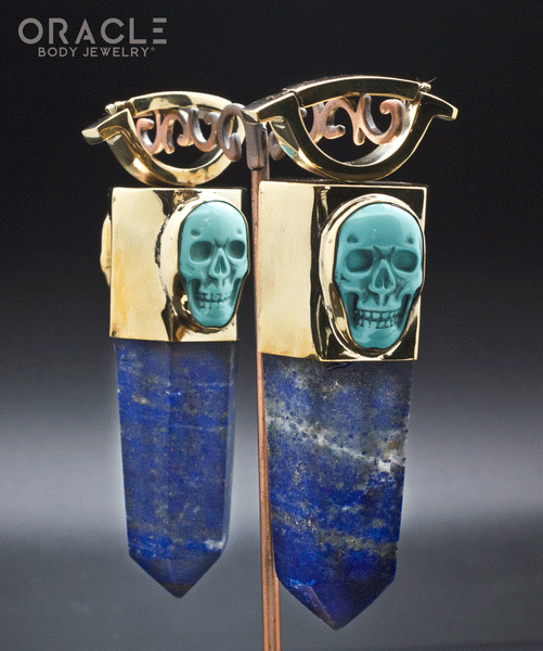 Zuul Weights with Lapis and Turquoise and Golden Obsidian Skulls