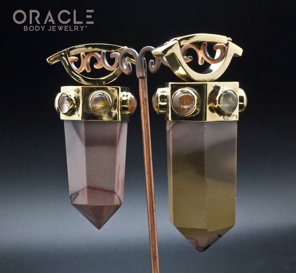 Zuul Weights with Mookaite and Gold and Red Rutilated Quartz Accents