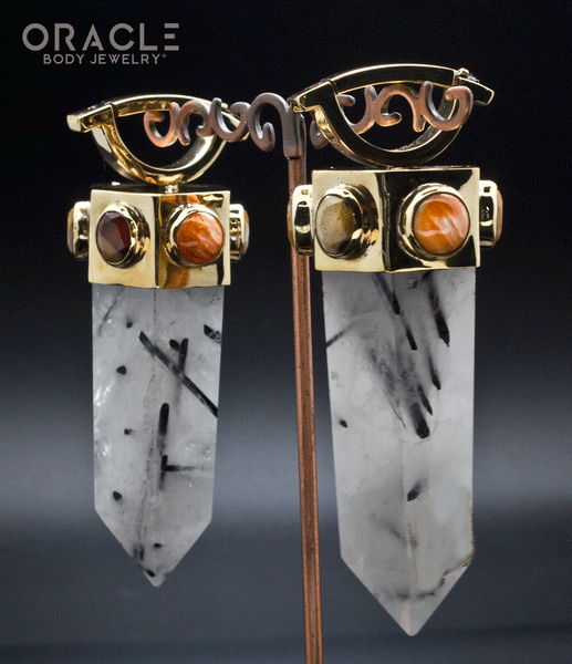 Zuul Weights with Tourmalated Quartz and Spiny Oyster and Faceted Mookaite Accents