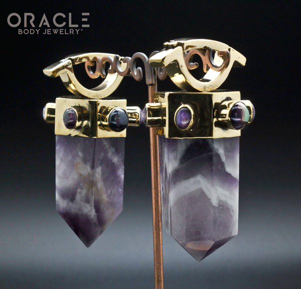 Zuul Weights with Amethyst and Black Pearls and Charoite Accents