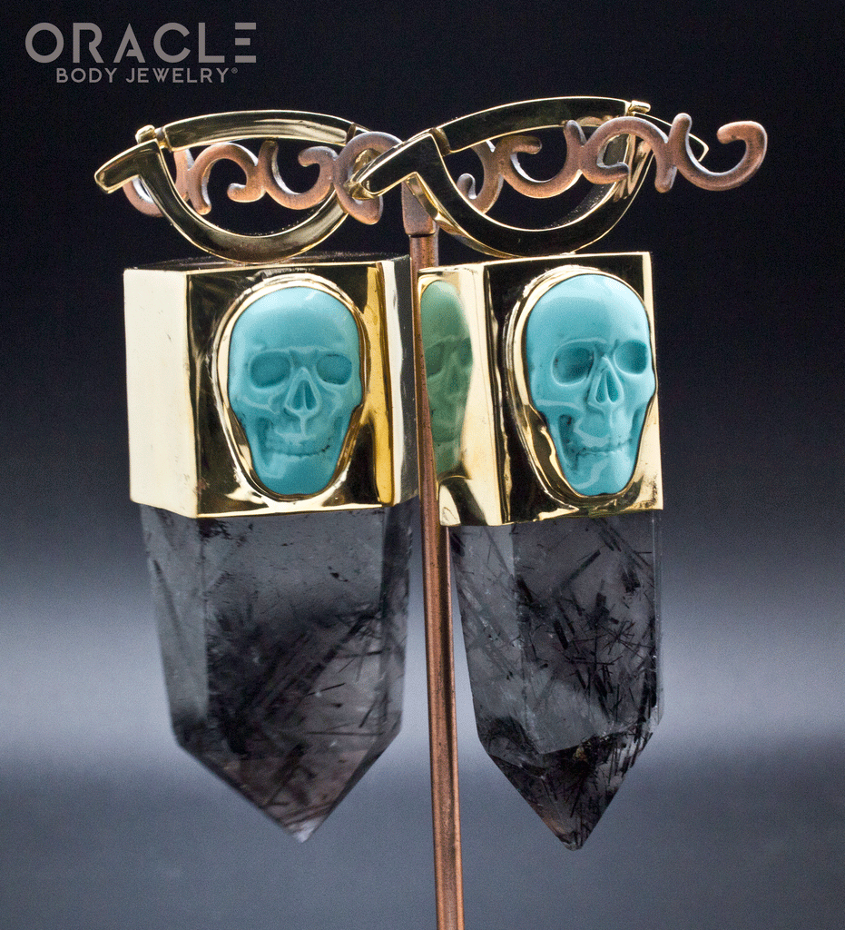 Zuul Weights with Tourmalated Quartz and Synthetic Turquoise Skulls