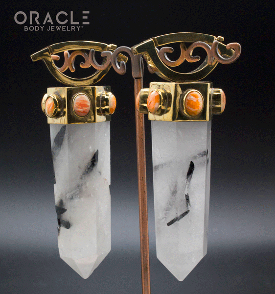 Zuul Weights with Tourmalated Quartz and Spiny Oyster Shell Accents
