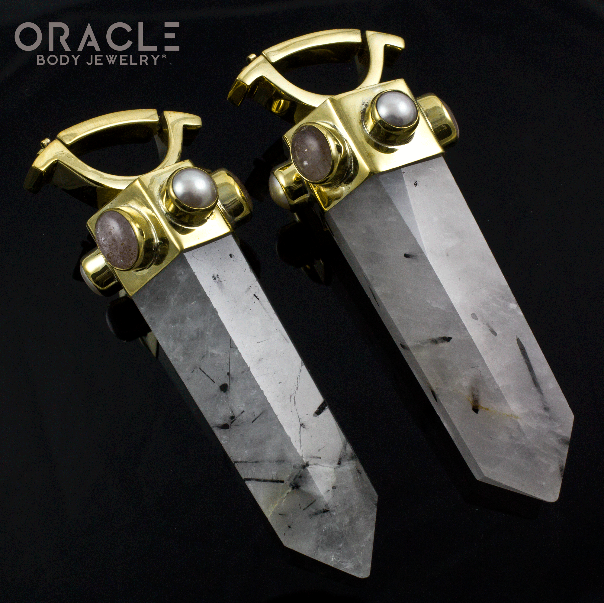 Zuul Weights with Tourmalated Quartz and Pearls and Lattice Sunstone
