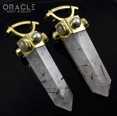 Zuul Weights with Tourmalated Quartz and Pearls and Lattice Sunstone